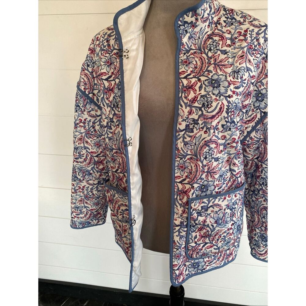 Quilted Floral Print Women's Jacket 7 FOR ALL MANKIND w/Pockets / Size Medium /0 - Picture 7 of 12